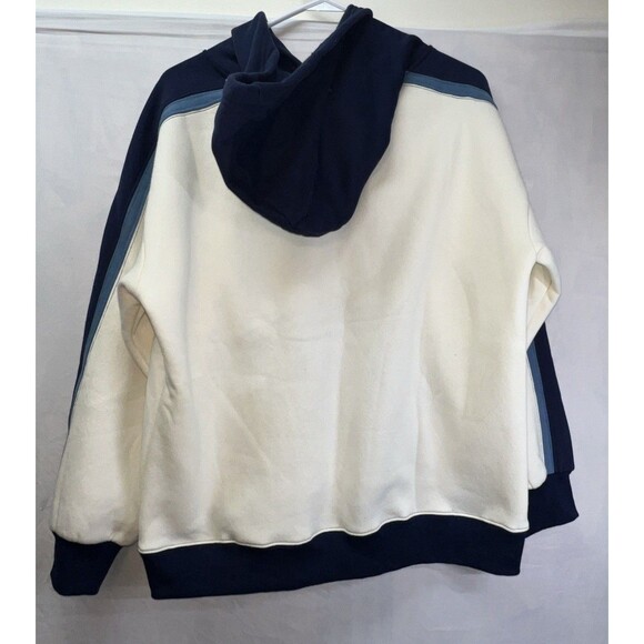Aemi + Co Color Block Kangaroo Pocketed Hoodie EUC Size Small Blue & Cream - Picture 5 of 9